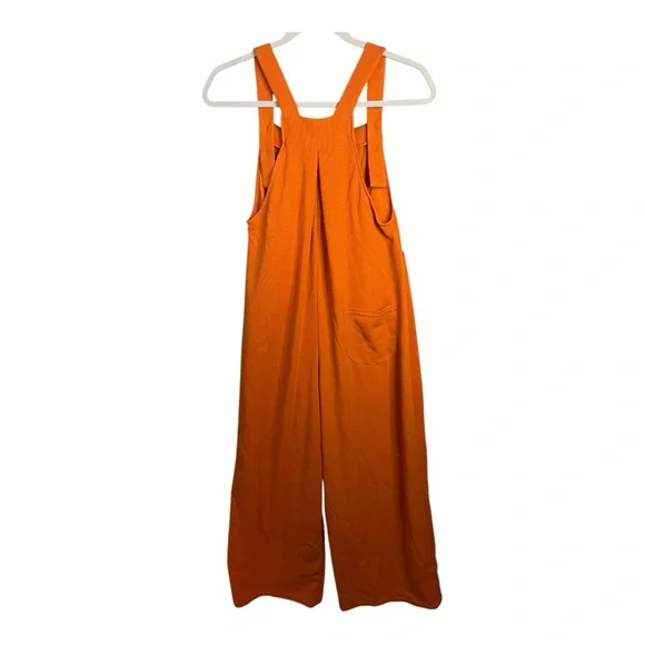 Halara Adjustable Strap Button Front Waffle Casual Overalls in Apricot Orange XS - Picture 8 of 11